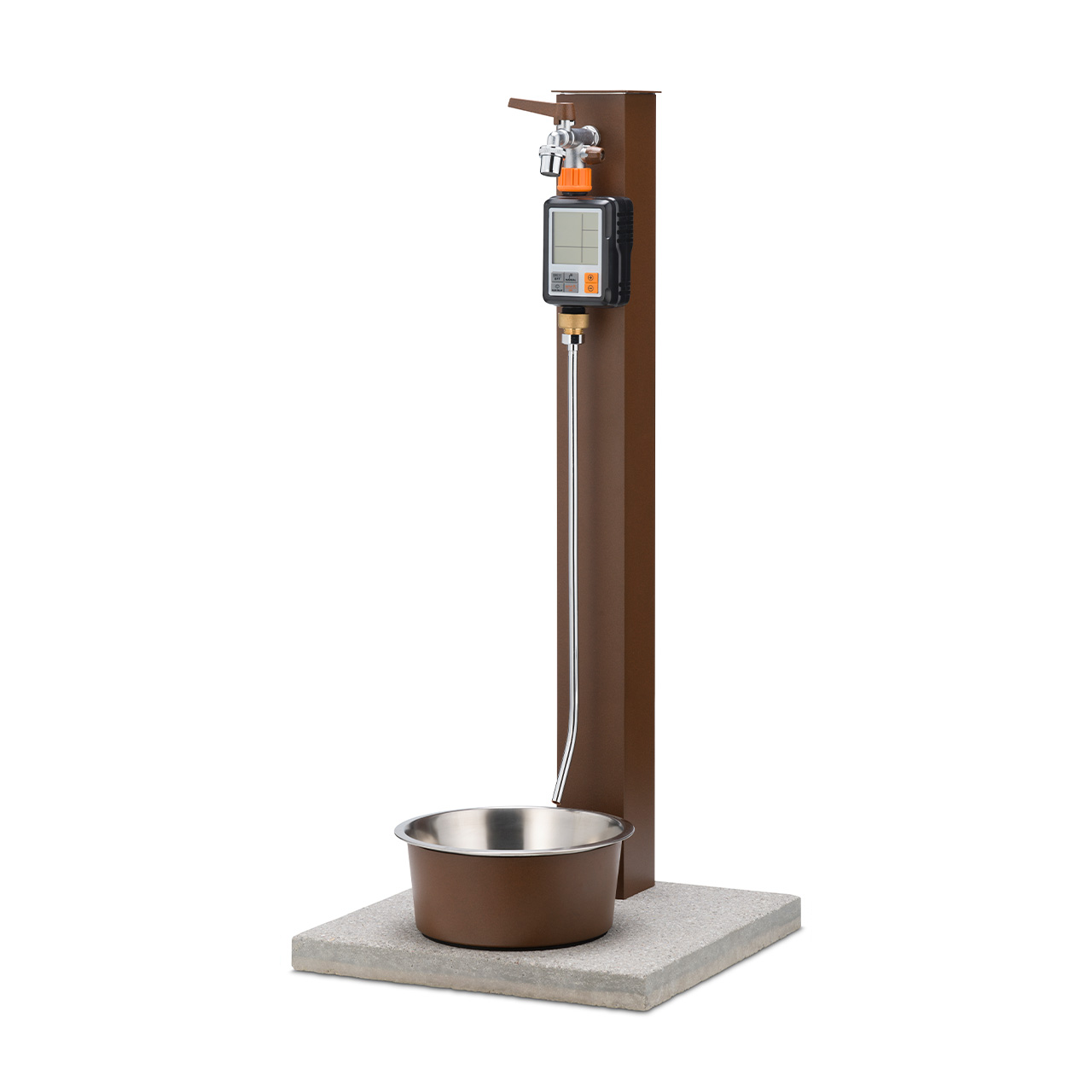 Fontana 42 REX-R con timer per erogazione acqua collegato e ciotola per cani